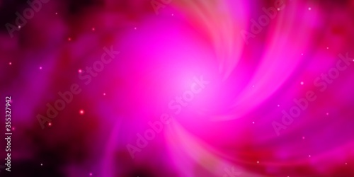 Dark Pink vector pattern with abstract stars. Shining colorful illustration with small and big stars. Best design for your ad, poster, banner.
