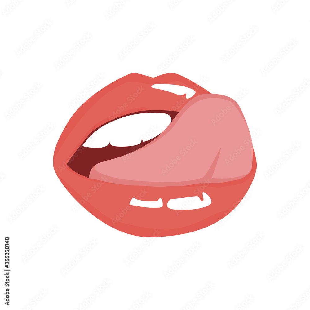 vector illustration of mouth with tongue up