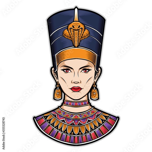 egyptian nefertiti vector logo illustration