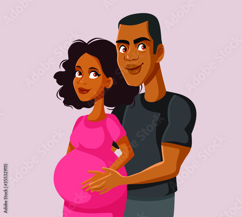 Young Couple Expecting Baby Vector Illustration