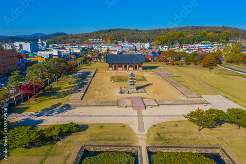 Aerial view of Jeongnimsa Temple Site in Buyeo, Republic of Korea photo