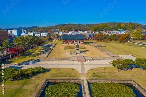 Aerial view of Jeongnimsa Temple Site in Buyeo, Republic of Korea photo