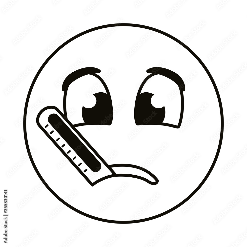 emoji with thermometer line style emoji with thermometer line style