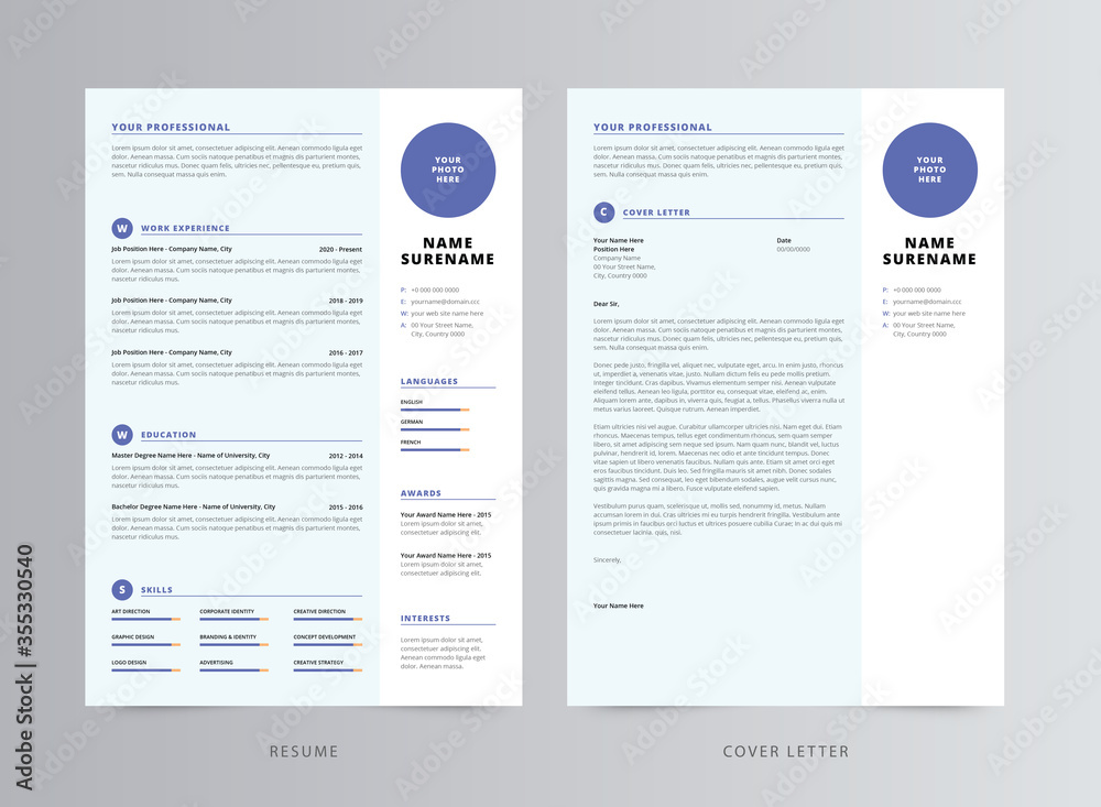 Professional Resume/CV And Cover Letter Template Design	
