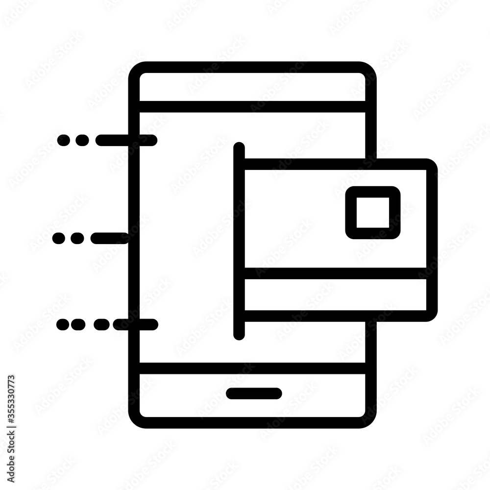 smartphone with credit card line style icon smartphone with credit card line style icon