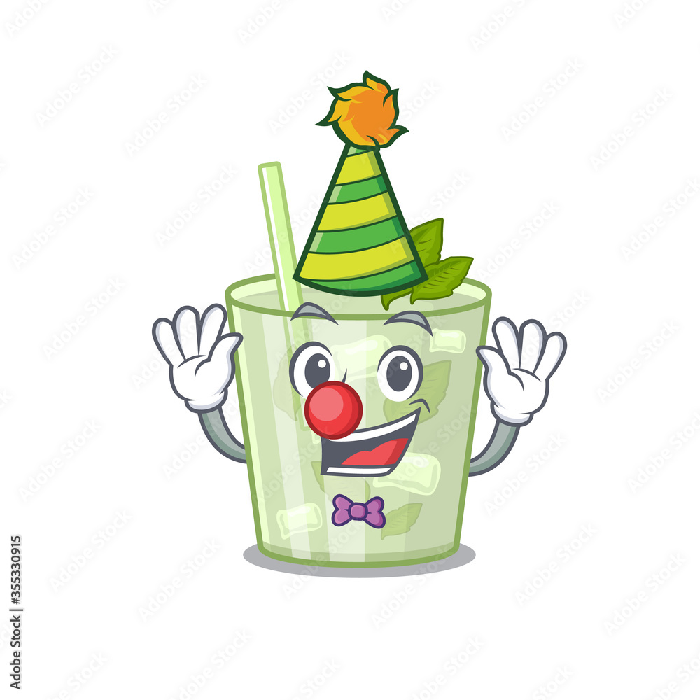 smiley clown mojito lemon cocktail cartoon character design concept smiley clown mojito lemon cocktail cartoon character design concept