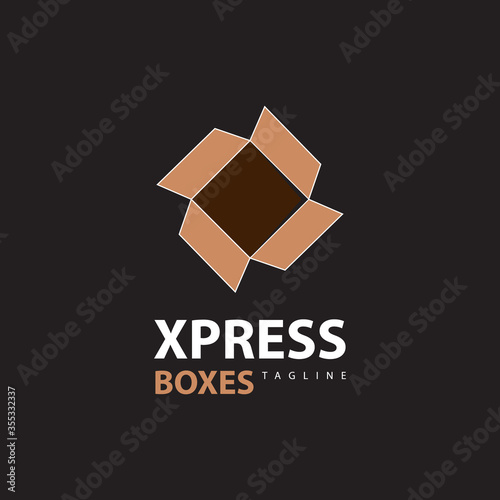 Design an express delivery box concept logo template