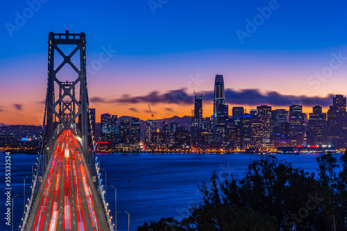 Obraz na płótnie San Francisco Skyline, Bay Bridge