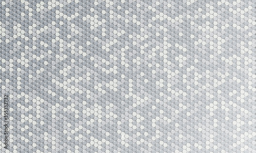 Mirror silver honeycomb tiles. Abstract mosaic geometry pattern. Hexagon minimal mirror background of honeycomb for modern cover, ad baner, web. Vector silver mosaic background.