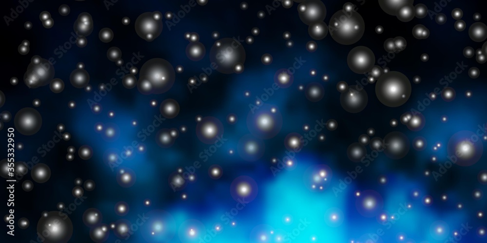 Dark BLUE vector pattern with abstract stars. Shining colorful illustration with small and big stars. Theme for cell phones.