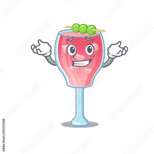 A cute picture of grinning cosmopolitan cocktail caricature character