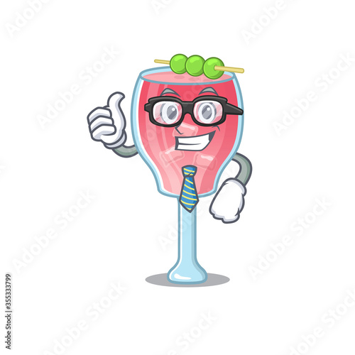 cartoon drawing of cosmopolitan cocktail Businessman wearing glasses and tie