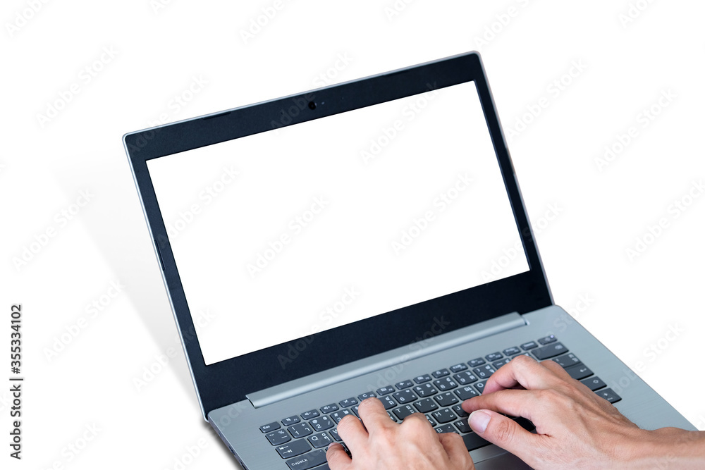 Notebook computer work equipment on isolated white background Technology concept Notebook computer work equipment on isolated white background Technology concept
