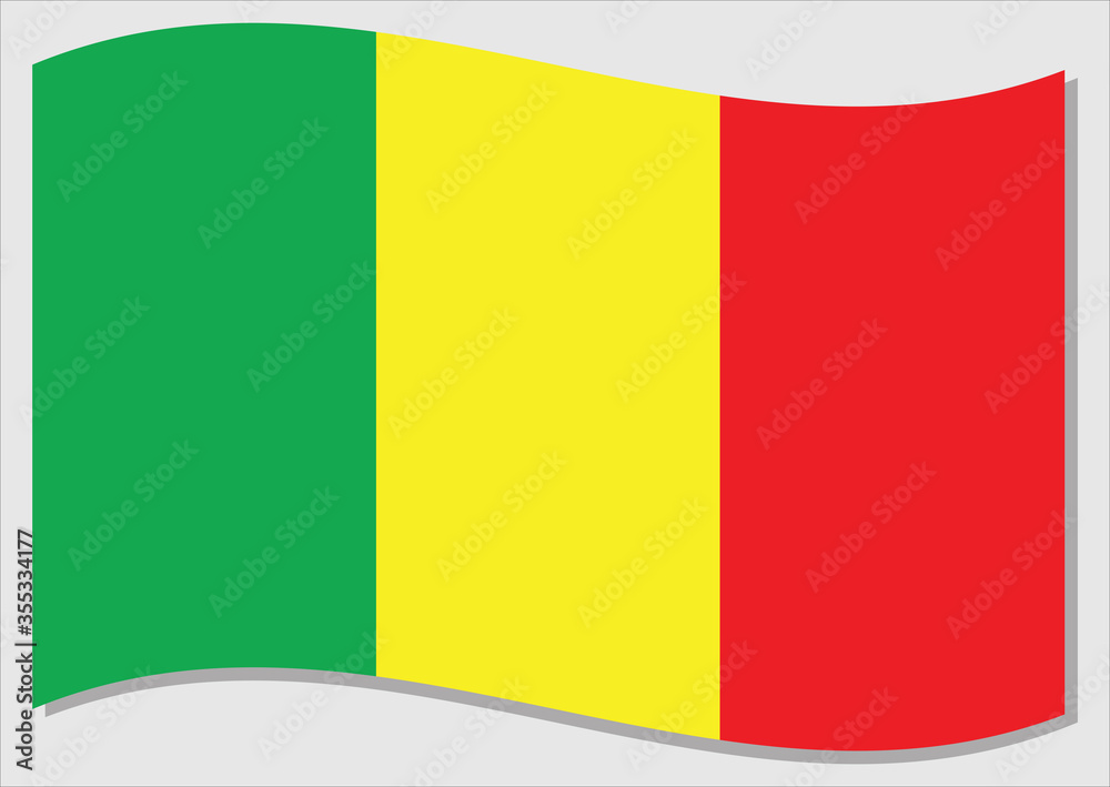 Fototapeta premium Waving flag of Mali vector graphic. Waving Malian flag illustration. Mali country flag wavin in the wind is a symbol of freedom and independence.