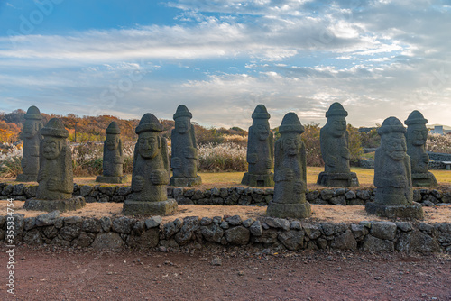 Dol hareubang statues at Jeju stone park, Republic of Korea photo