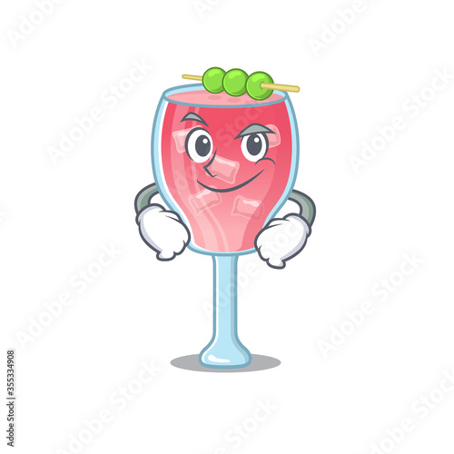 A cute arrogant caricature design of cosmopolitan cocktail having confident gesture
