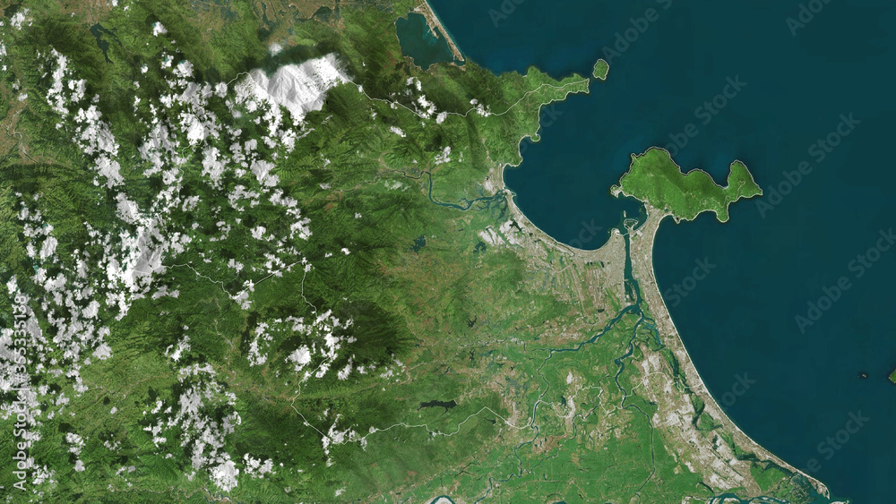 Đà Nẵng, Vietnam - outlined. Satellite