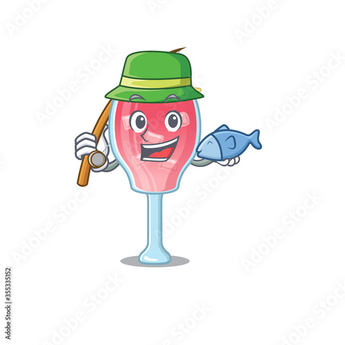 Cartoon design style of cosmopolitan cocktail goes to fishing