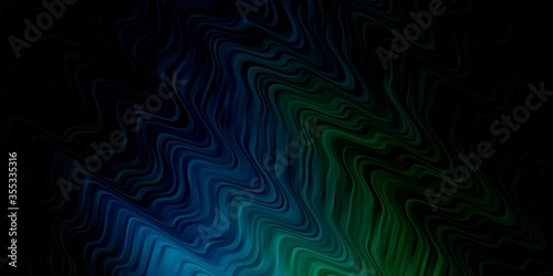 Dark Blue, Green vector backdrop with curves. Abstract gradient illustration with wry lines. Pattern for commercials, ads.