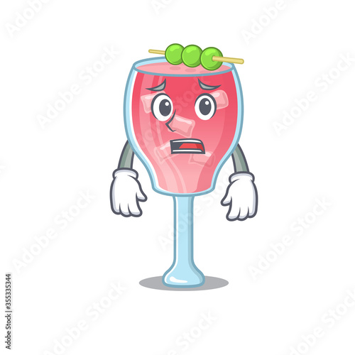 Cartoon design style of cosmopolitan cockta having worried face
