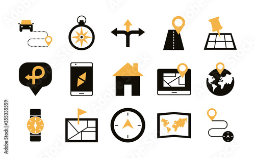 bundle of area and locations set icons