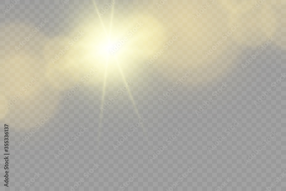 Vector transparent sunlight special lens flash light effect. front sun lens flash. Vector blur in the light of radiance. Element of decor. Vector transparent sunlight special lens flash light effect. front sun lens flash. Vector blur in the light of radiance. Element of decor.
