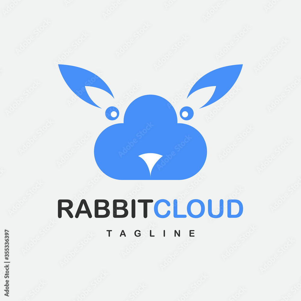 Fototapeta premium Design a rabbit cloud concept logo template