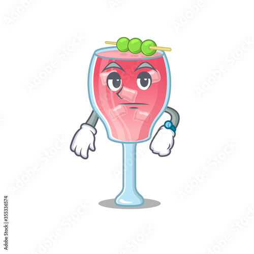 Mascot design style of cosmopolitan cocktail with waiting gesture