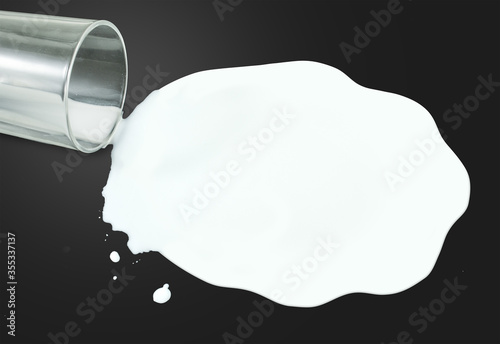 Milk spilled from glass
