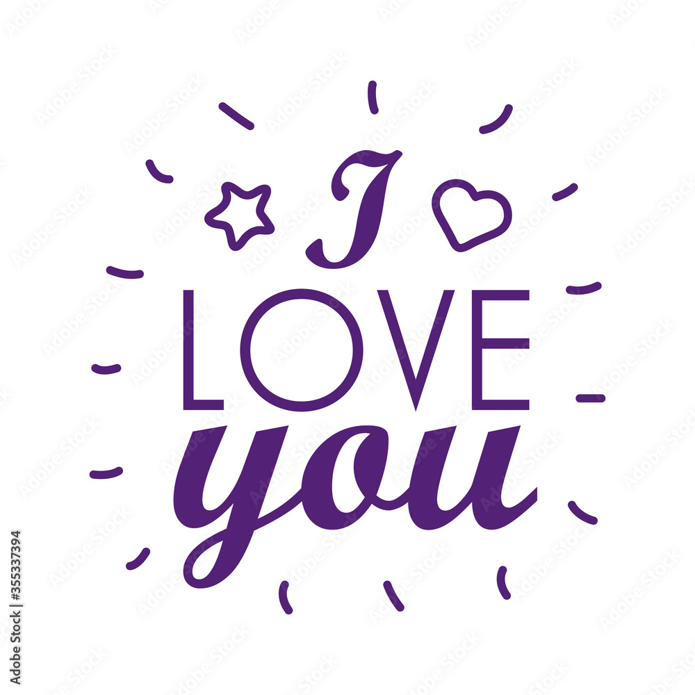 I love you text line style icon vector design