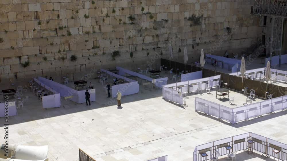 The wailing Wall Plaza in Coronavirus outbreak-Limited Prayers,with Swift Colony Flying The wailing Wall Plaza in Coronavirus outbreak-Limited Prayers,with Swift Colony Flying