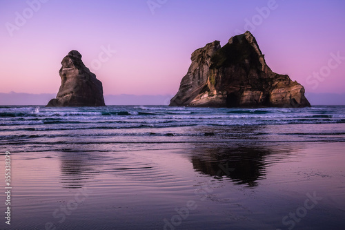 Colourful Sunset at Wharariki Beach, Golden Bay, Tasman, South Island, New Zealand