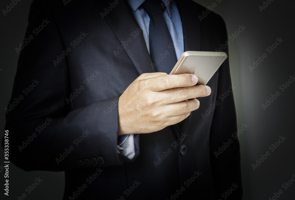 the businessman using a smartphone. the businessman using a smartphone.