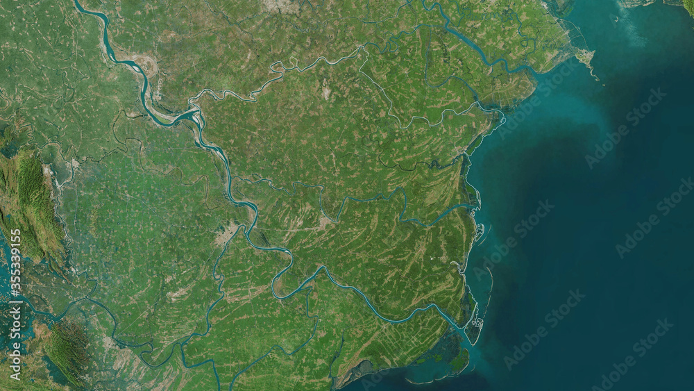 Thái Bình, Vietnam - outlined. Satellite