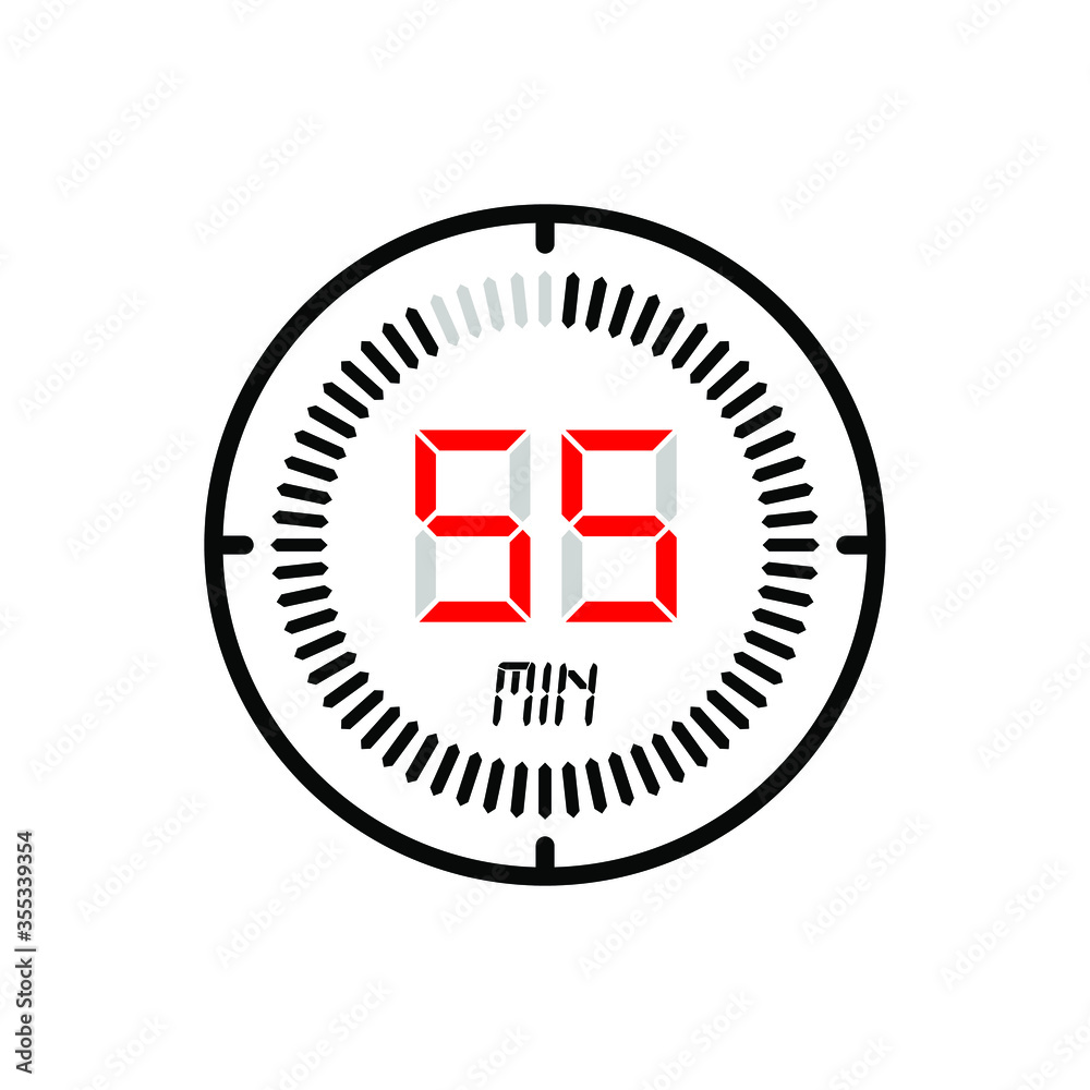 The 55 minute icon isolated on white background. stopwatch vector icon, digital timer. clock and watch, timer, countdown symbol. Vector illustration for logo, web, app, UI. The 55 minute icon isolated on white background. stopwatch vector icon, digital timer. clock and watch, timer, countdown symbol. Vector illustration for logo, web, app, UI.