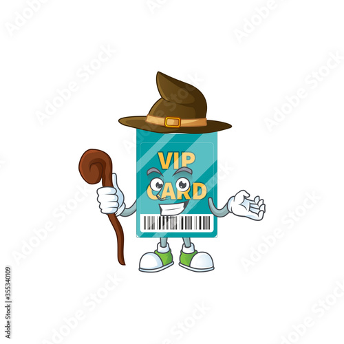 sneaky and tricky Witch VIP pass card cartoon drawing concept