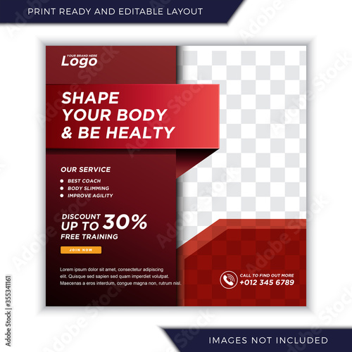 Gym fitness for social media instagram post banner template premium