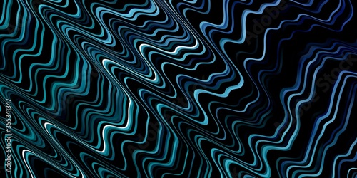 Dark Blue, Green vector background with bent lines. Colorful geometric sample with gradient curves. Pattern for websites, landing pages.
