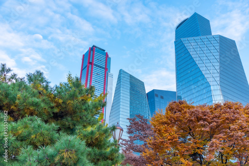 Photography Skyscrapers in the center of Yeouido island in Seoul, Republic of Korea