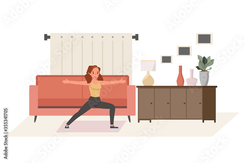Girl exercise at home character vector design. Yoga and fitness, healthy lifestyle concept. no3
