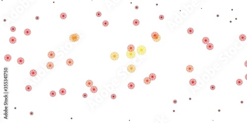 Light Red vector doodle template with flowers.