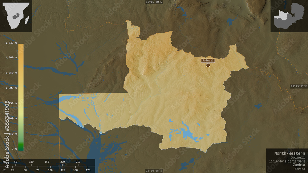 Naklejka premium North-Western, Zambia - composition. Physical