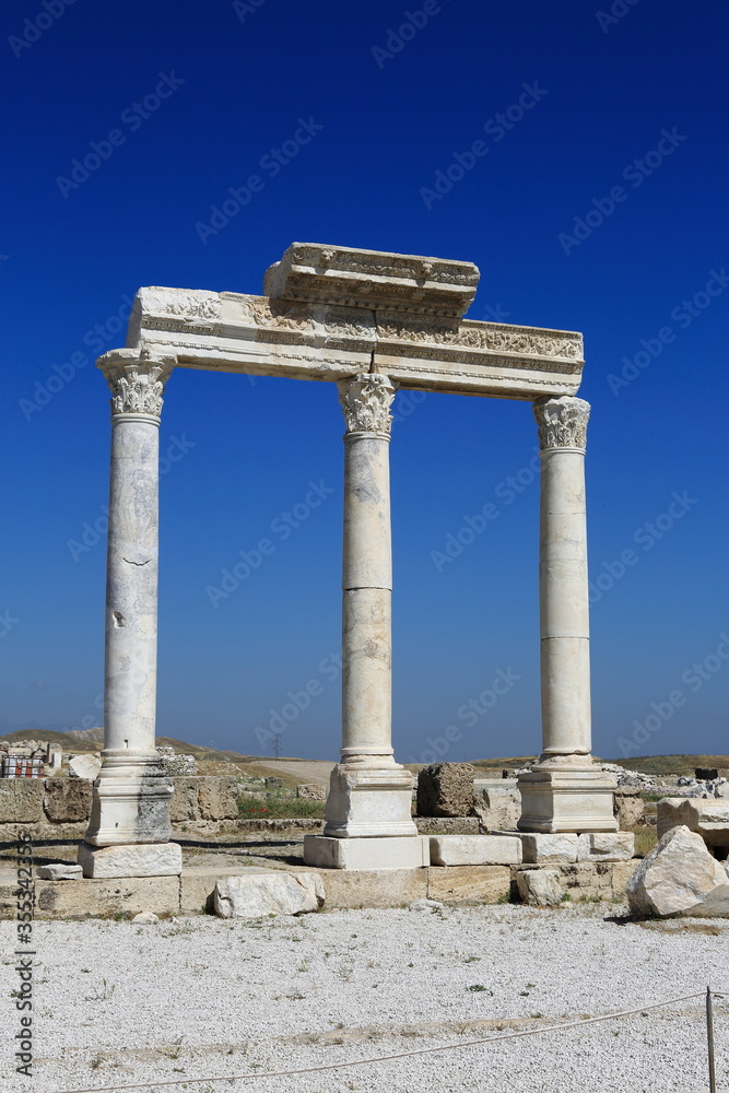Ancient City of Laodikeia, BC. Between the years of 261-263 II. It was founded by Antiochus and named after Laodike, the wife of Antiochus. Denizli, Turkey