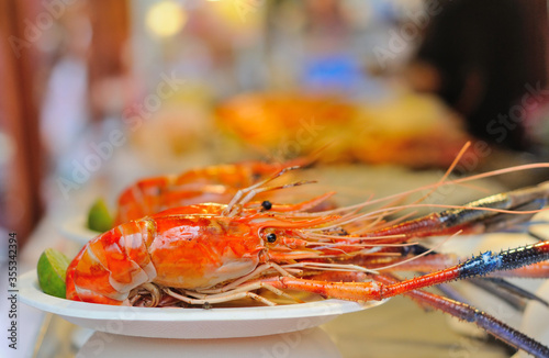 Grilled Shrimps in a Street Market