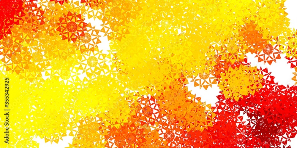 Light Orange vector texture with bright snowflakes.