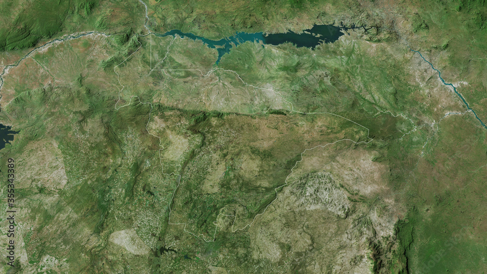 Mashonaland Central, Zimbabwe - outlined. Satellite