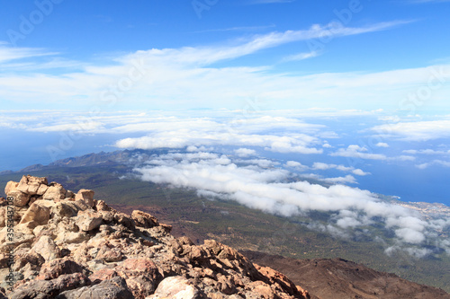 Panorama view from volcano Mount Teide on Canary Island Tenerife, Spain