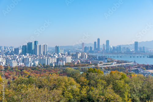 Canvas Print Downtown Seoul viewed from Haneul park, Republic of Korea