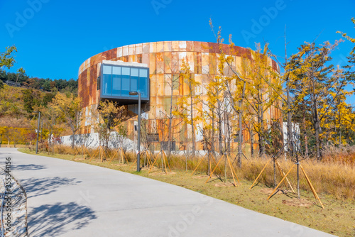 Canvas Print Oil Tank culture park at Seoul presents repurposed oil storage tanks as cultural