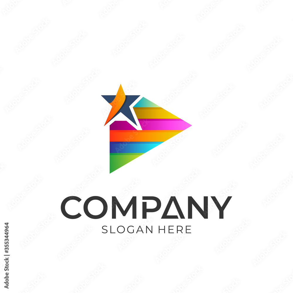 Vector logo of media play with star. Modern style. Logo template ready for use. Vector logo of media play with star. Modern style. Logo template ready for use.